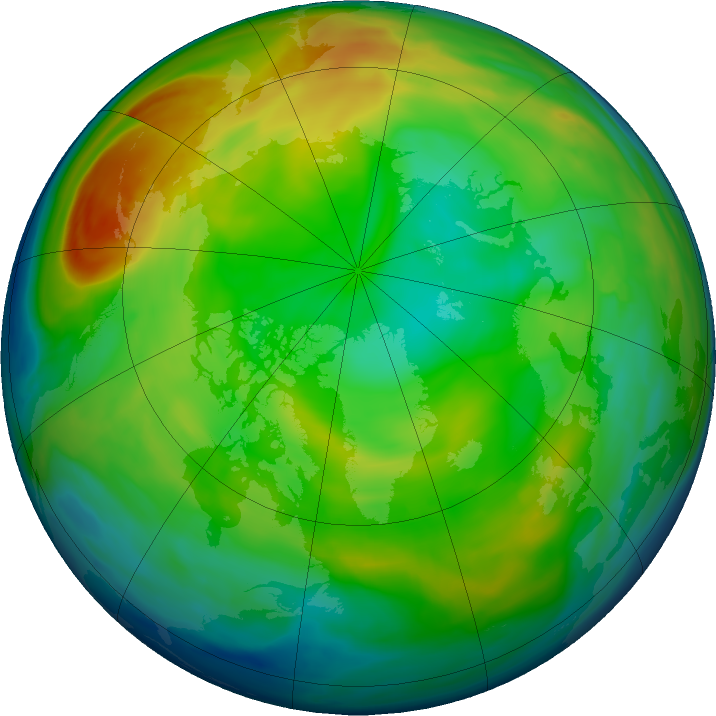 Arctic ozone map for 01 January 2023